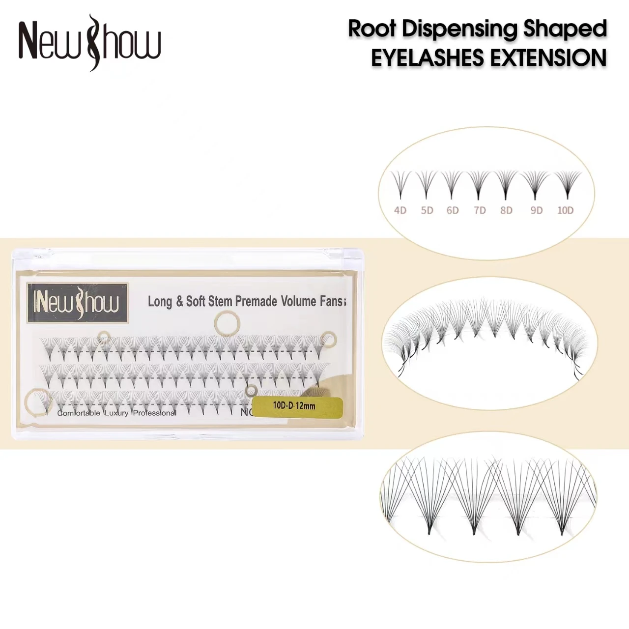 새로운 SHOW 속눈썹, 접착제 도포, 가짜 속눈썹, C/D 뒤틀림 속눈썹 클러스터