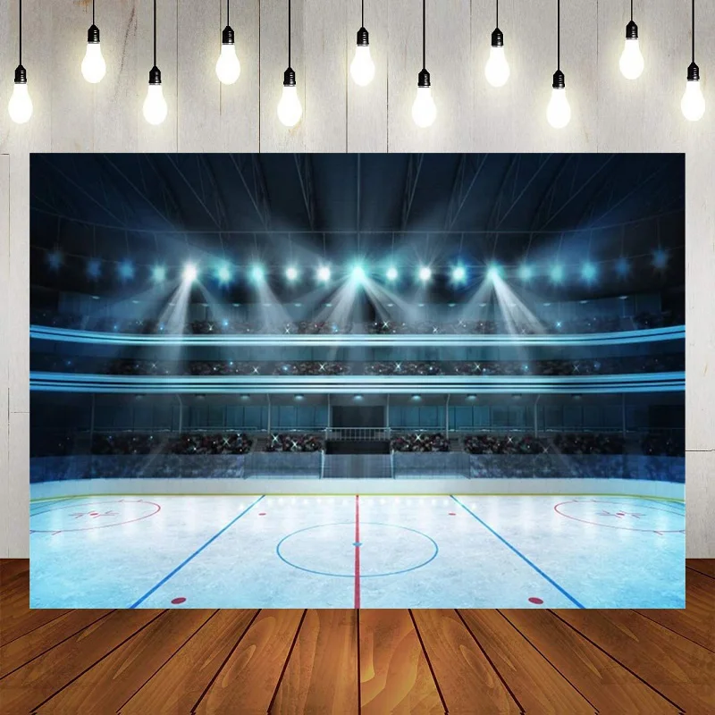

Hockey Football Football Baseball Stadium Ice Rink Stage Light Shiny Birthday Party Photography Backdrop Background Banner Decor