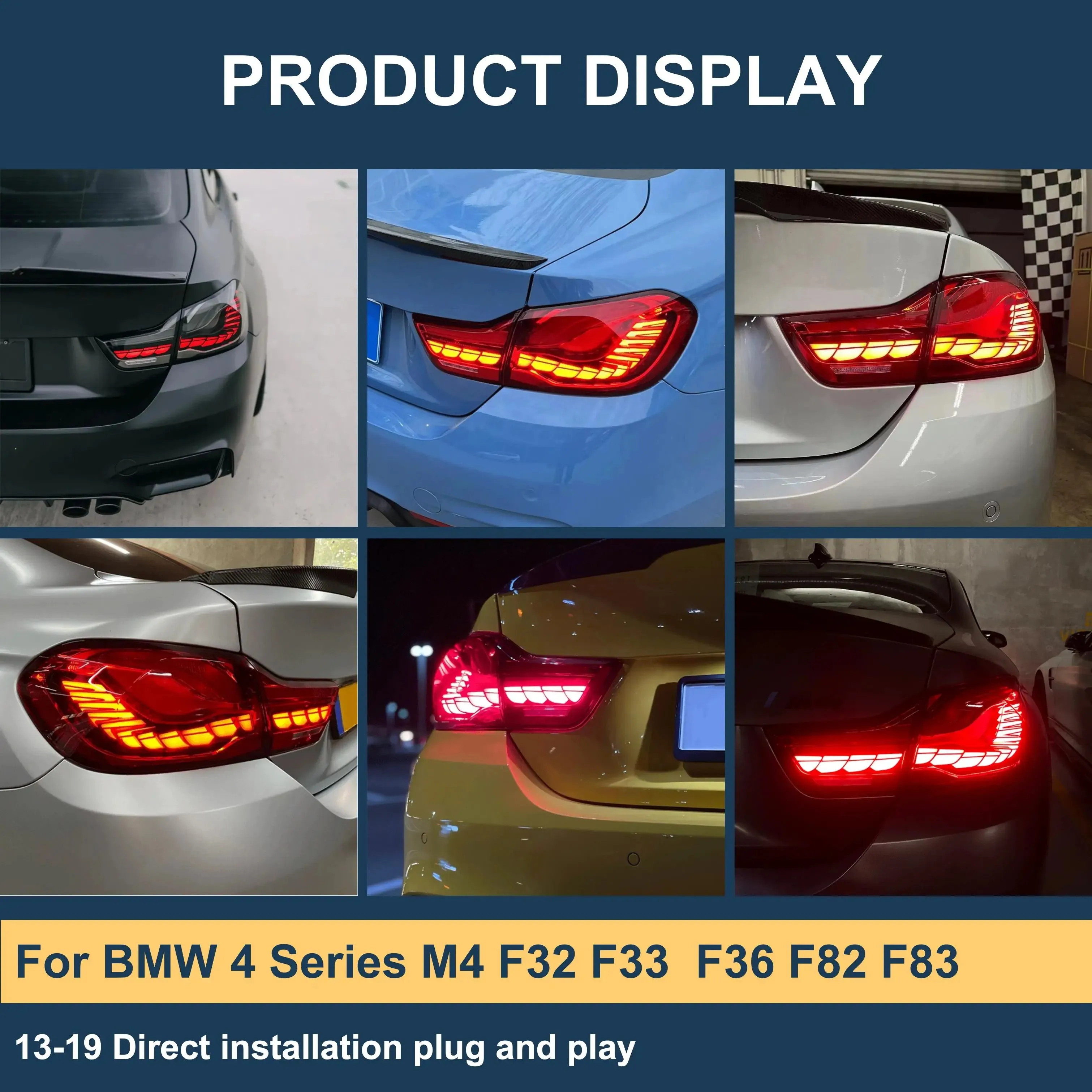 Custom Car GTS Dragon Scale Led Tail Lights For BMW 4 Series M4 F32 F33 F36 F82 F83 2013 To 2019 Tail Lights Manufacturer