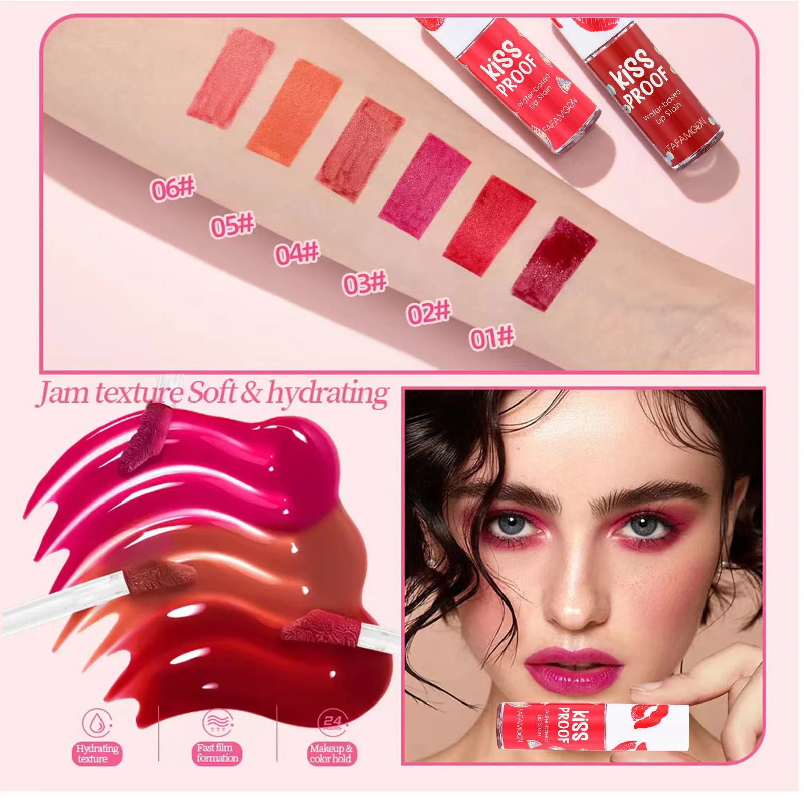 Tint Dyeing Liquid Lipstick and Blush 2 in 1 Waterproof Mirror Lip Gloss Water Lip Tint Non appiccicoso Lip Eye Cheek Makeup Cosmetic