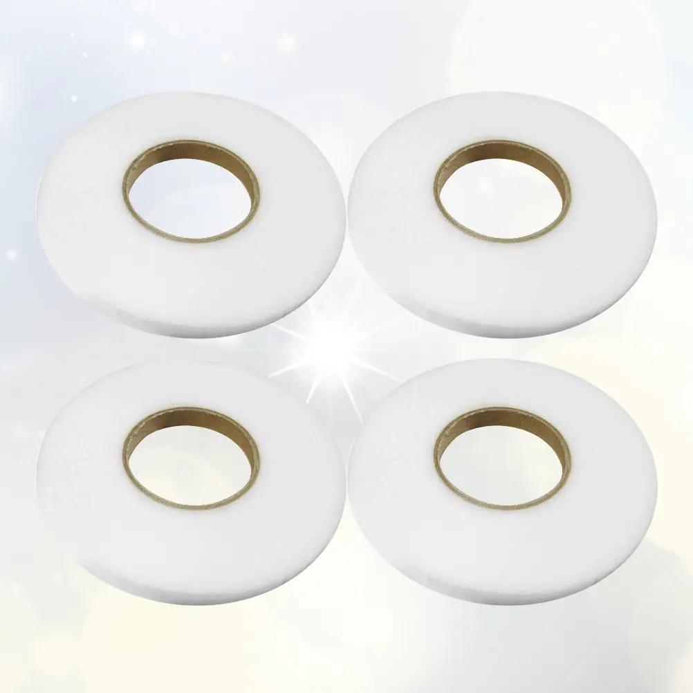 4 Rolls Double-Sided Film Iron Tape for Clothing Accessories Non-Woven Adhesive Interlining Fabric Fusing Tape White Seam