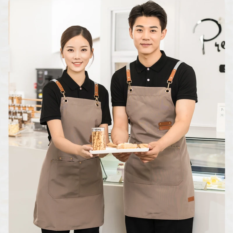 Canvas Apron Waterproof Catering Milk Tea Shop Flower Shop Supermarket Cake Shop Exclusive