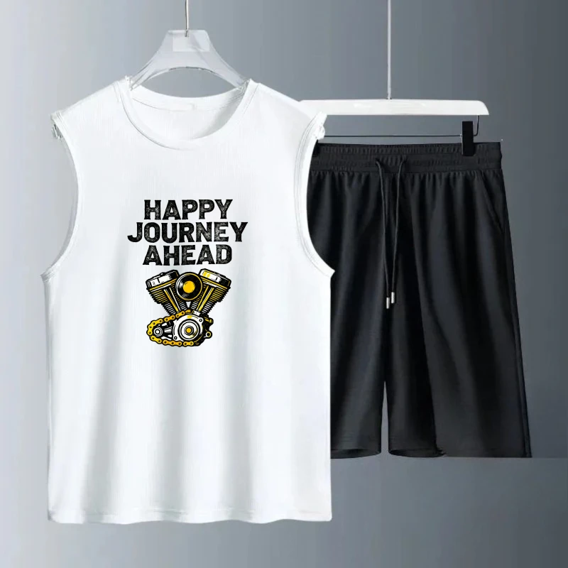 

Men's Tank top Sets Men's summer clothing Polyester Fashion new men's sets Suit for man Short Sleeve+ Shorts Summe Breathable