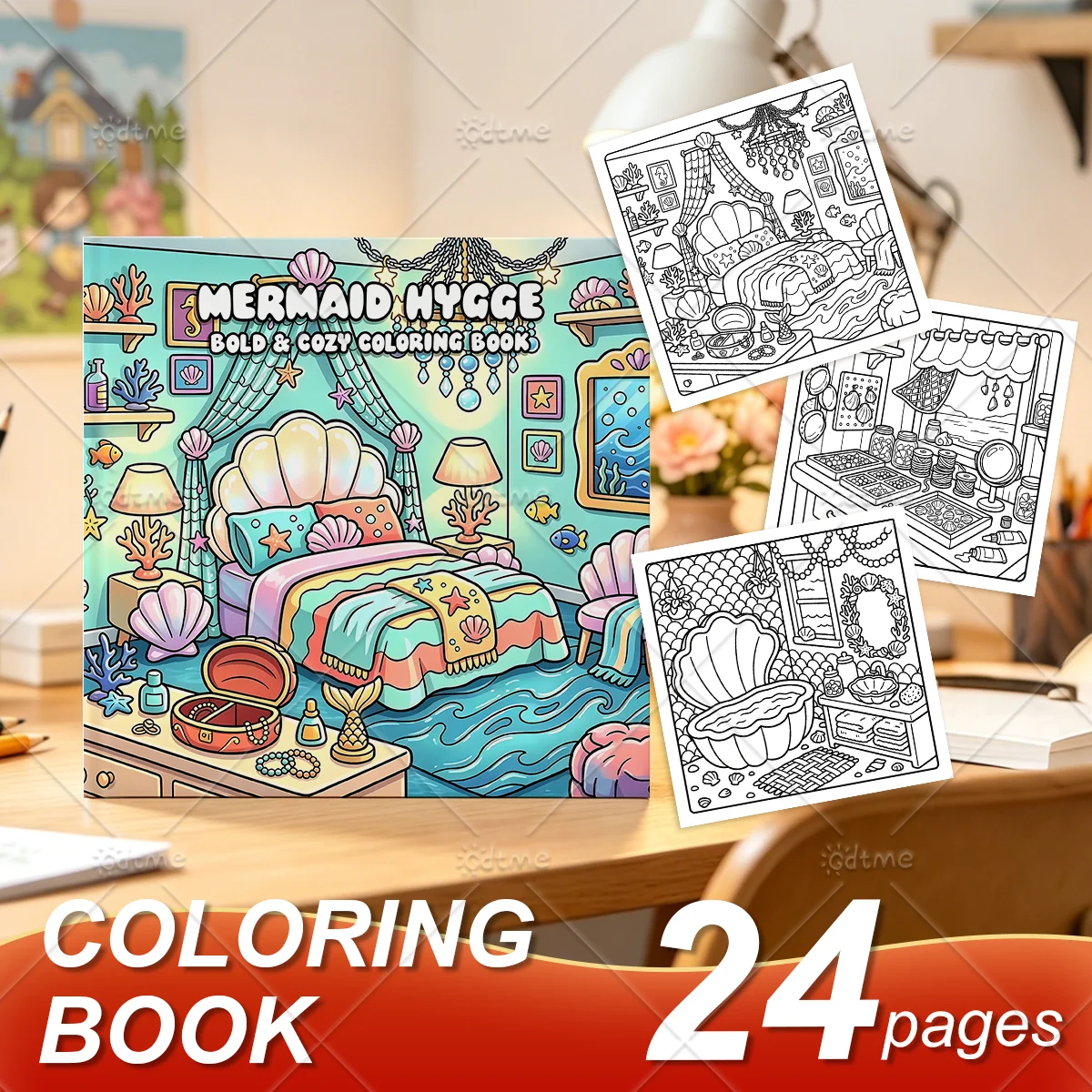 Mermaid Hygge Bold & Easy Patterns Coloring Book for Adults Stress Relief Cute Drawing Book Perfect Gift for Party and Birthday