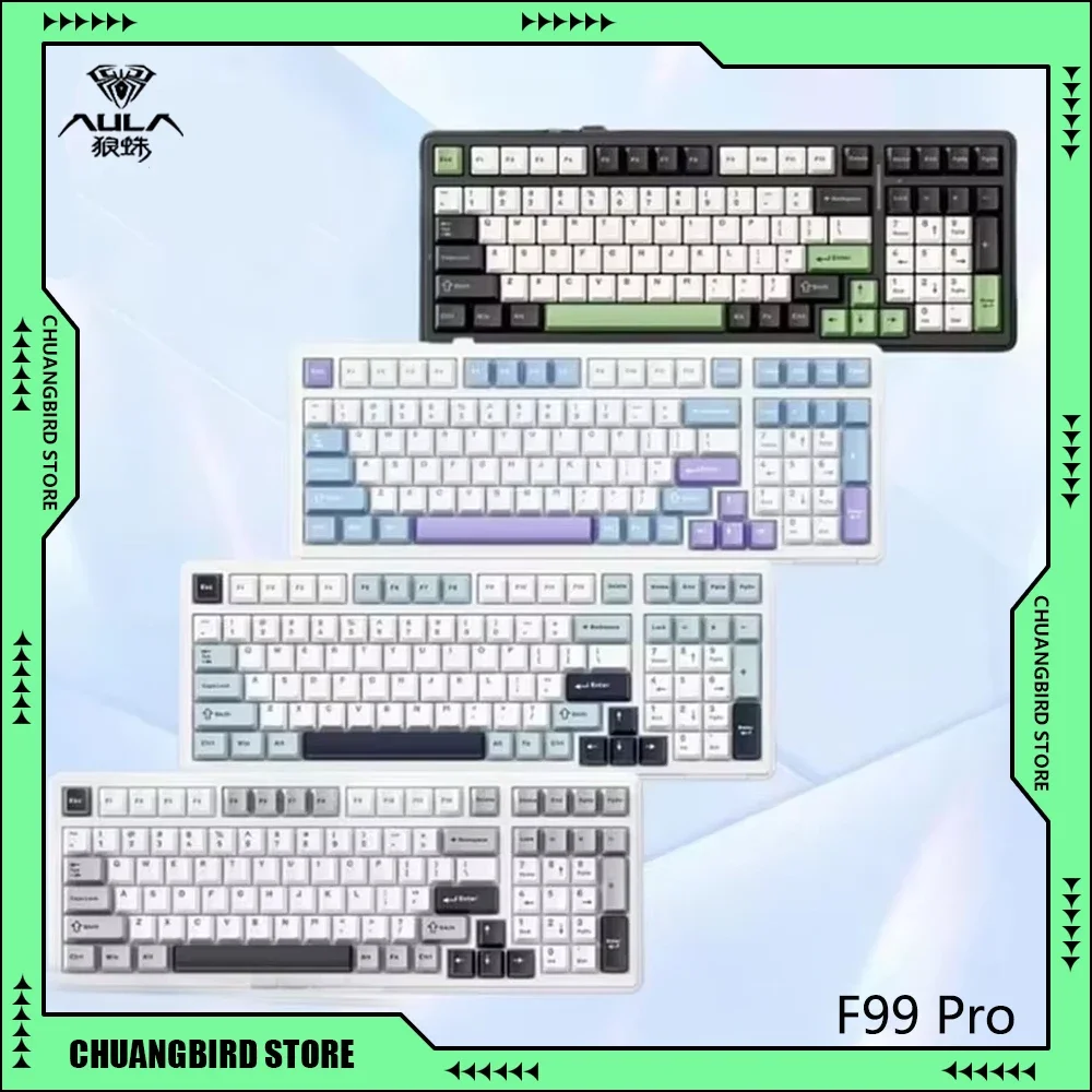 AULA F99/F99 Pro Dark Kingdom 98 Keys Mechanical Keyboards RGB Hot Swap Tri-Mode Wireless Bluetooth Wired Gaming Keyboard Gifts