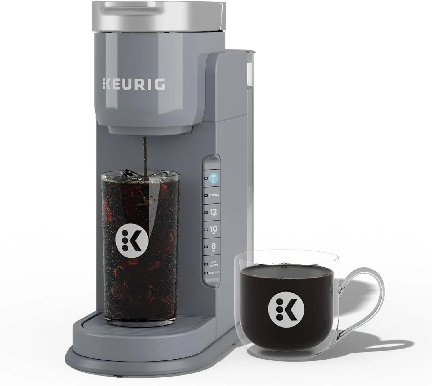 Single Serve Iced Coffee Maker for K-Cup Pods, Hot and Cold Brew Capability, Brews Any K-Cup Pod, Gray
