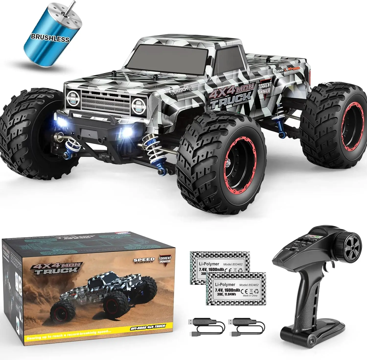 

Brushless RC Cars 1/12 Scale, 4X4 Off-Road Monster Truck 55KM/H Top Speed, Hobby Grade RTR All Terrain for Adults Boys