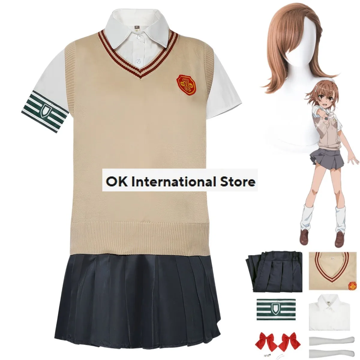 Anime Certain Scientific Railgun Misaka Mikoto Cosplay Costume A Certain Magical Index Wig School Uniforms Woman Lovely Suit