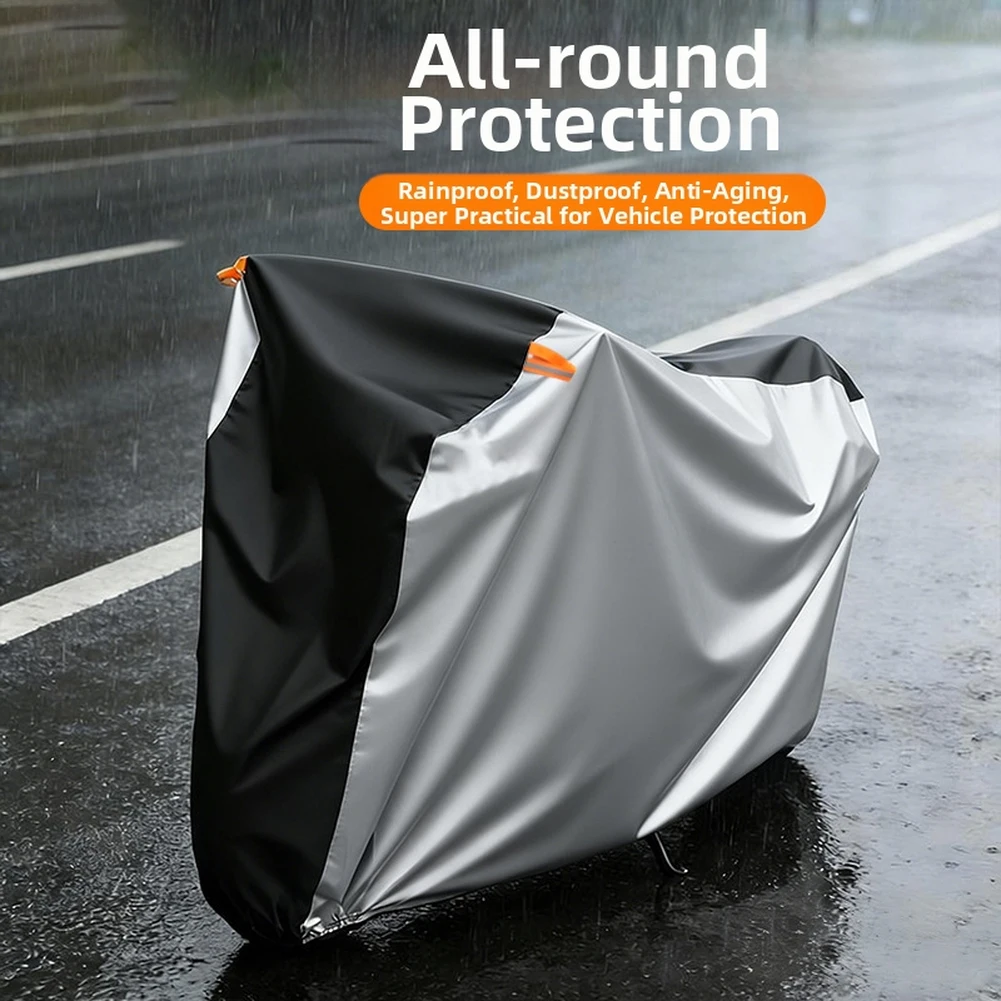 Motorcycle Cover Built with 190T Polyester Fabric for Long-Term Weather Resistance and Reflective Strip Night Safety