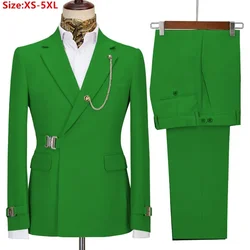 Luxury Fashion Men's Suit Sets Wedding Tailor-made Blazer Pants 2 Pieces Party Business Formal Outfits Belt Design Male Clothing