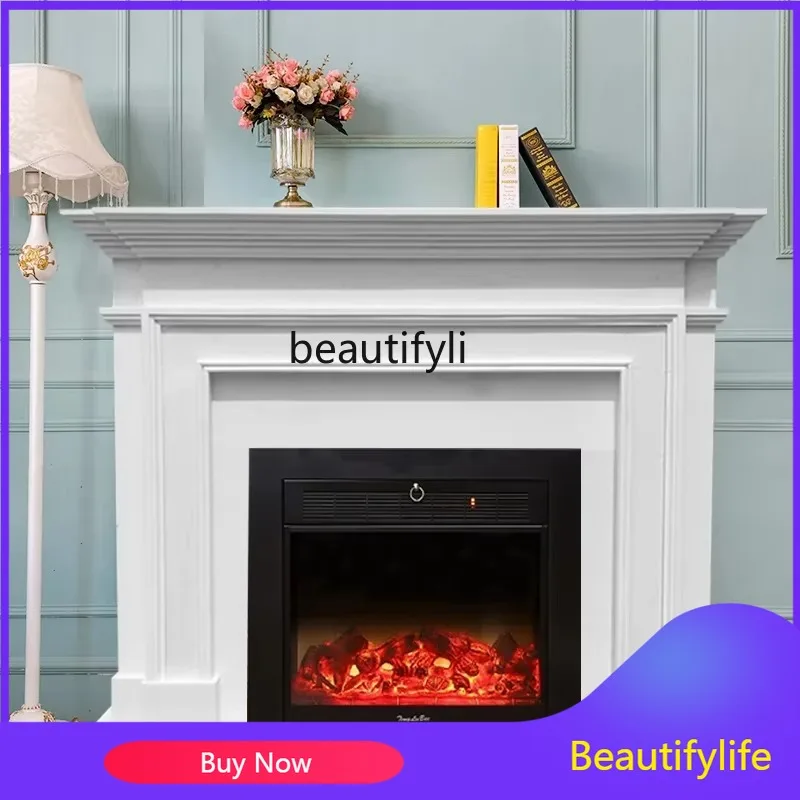A95 B456 Marble fireplace American French light luxury simple modern living room fireplace TV decorative cabinet