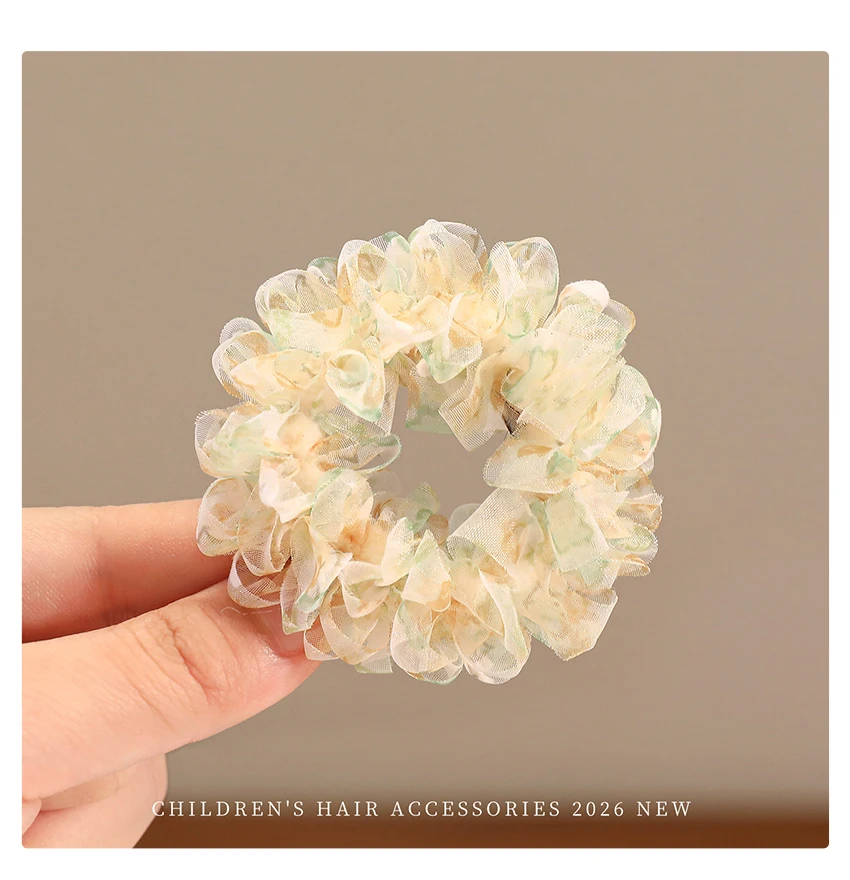 Haargummis aus Tüll mit Blumenmuster für Kleinkinder, hohe Elastizität, schadet dem Haar nicht, Haarbänder für Babys und Kinder, Pferdeschwanz-Haar-Accessoires – Detail 4