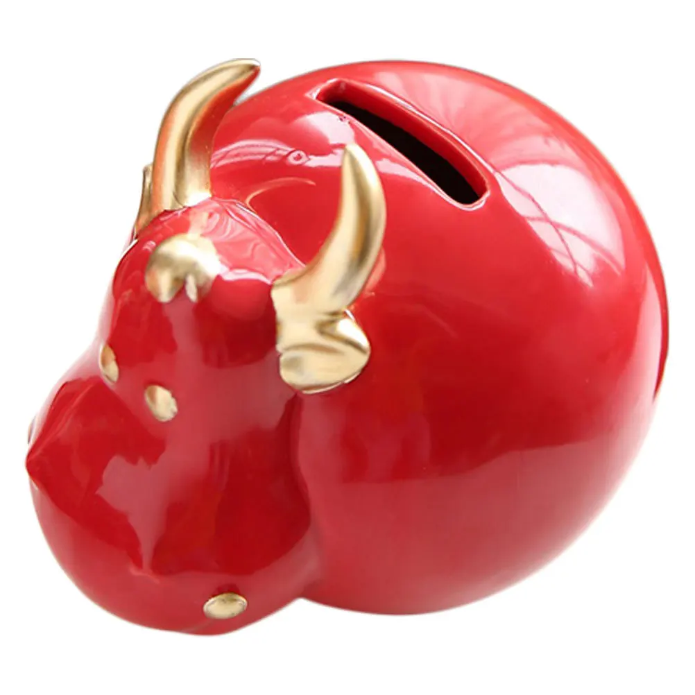 

Coin Bank Change Cattle Adornment Gift Desktop Decor Piggy Money Saving Pot New Year Christmas Gifts