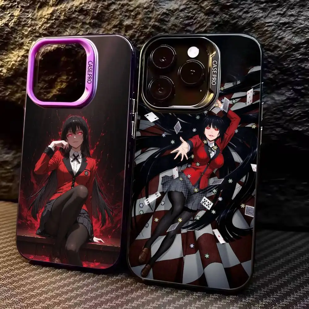 

K-Kakegurui Yumeko Phone Case For iPhone17,16,15,14,13,12,11 Plus,Pro Max Colored Silver Plated Inside Cover
