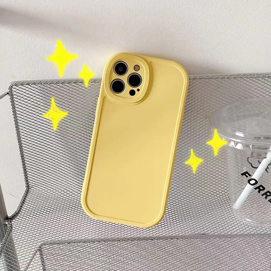 

Lemon Yellow Soft Silicone Phone Case for iPhone 11 12 13 14 15 16 Pro Max Shockproof Candy Solid Tpu Back Cover