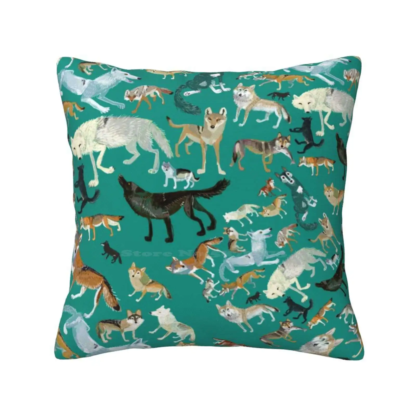 

Wolves Of The World ( Green Pattern ) Pillowslip Pillowcase Nature Woodlands Bosque Animals Timber Wildlife Children Kids Pup