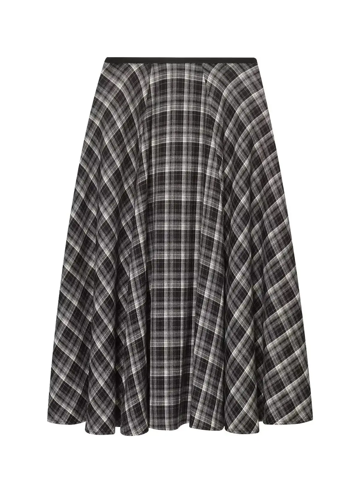 Spring Autumn Vintage Plus Size Medium-Length Women's Plaid Skirt High-Waist Slimming Long Dress Trendy Retro Plaid A-Line Skirt