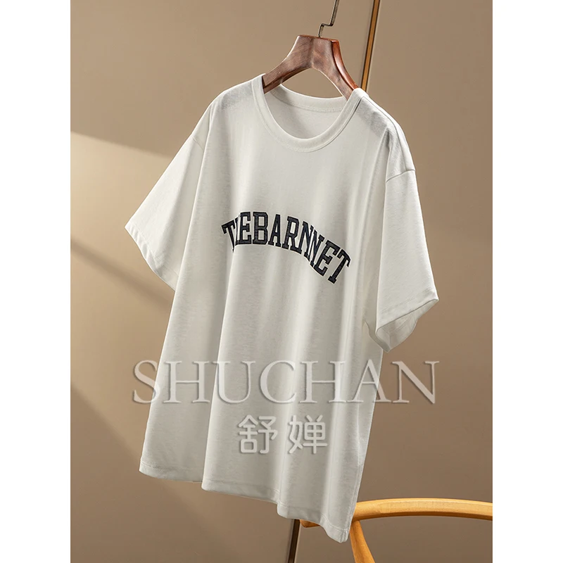 رسالة عادية فضفاض القطن تي شيرتات قصيرة الاكمام المرأة 89A9 Blusas Mujer De Moda 2025 الصيف المرأة تي شيرت #4