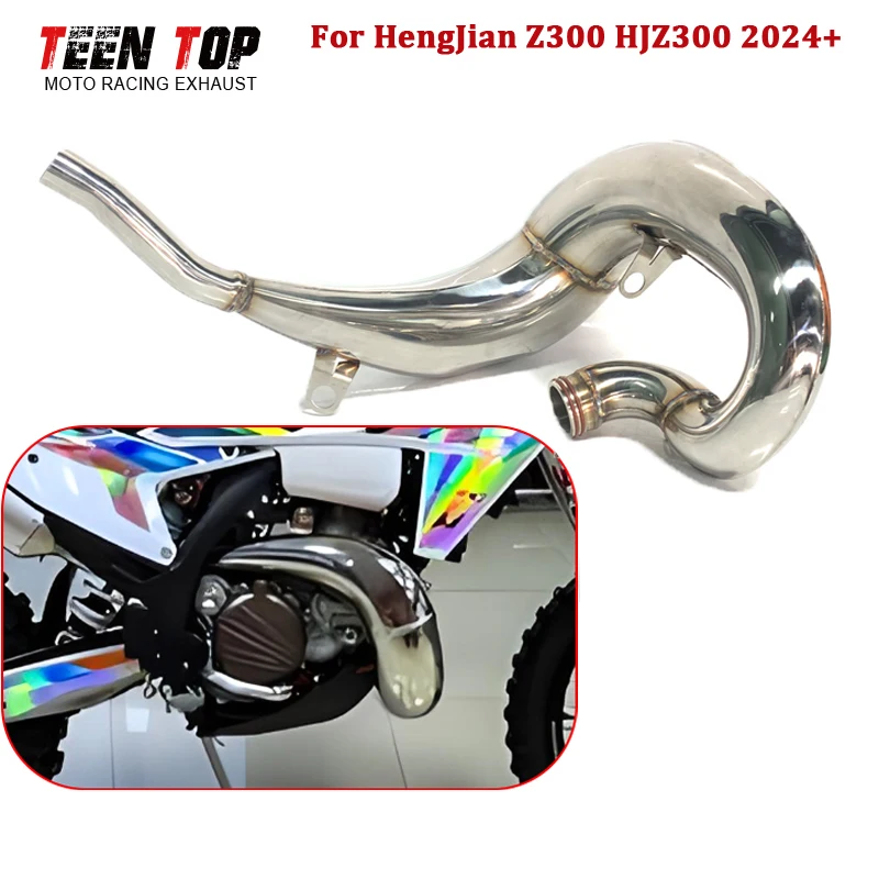 For Hengjian Z300 Exhaust Header 2024+ HJZ300 Exhaust Pipe Front Connect Pipe Motorcross Escape Moto Elbow Slip-on OEM Muffler