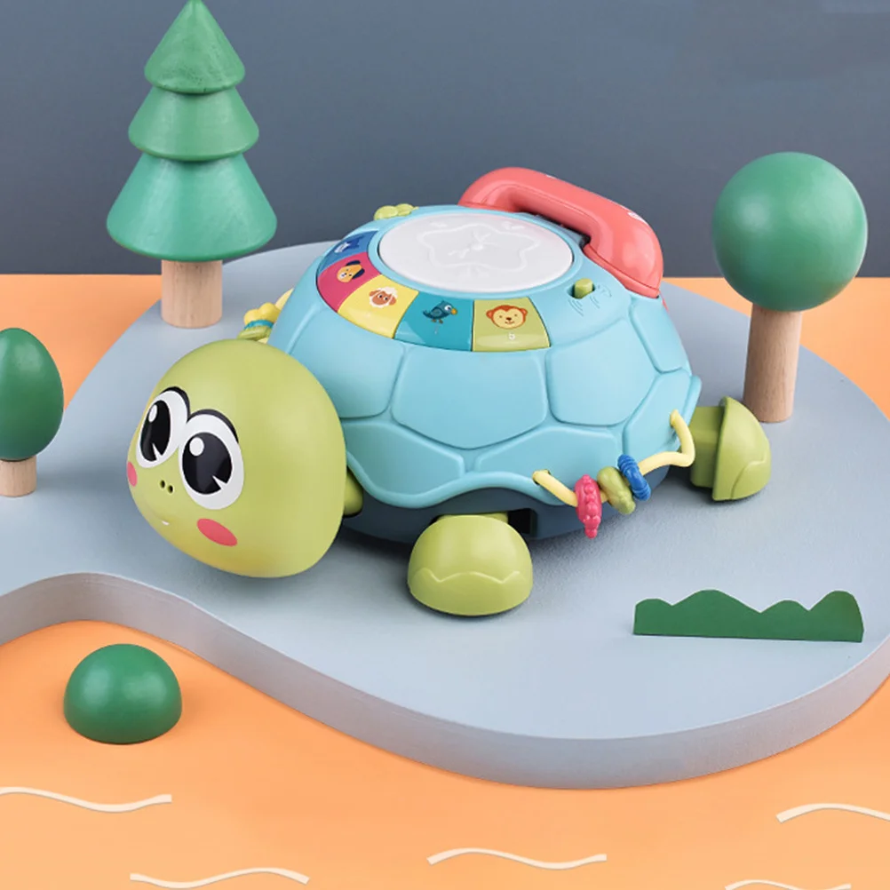 Interaktywny odtwarzacz muzyczny w kształcie żółwia dla dzieci, zabawka edukacyjna dla niemowląt, żółw do raczkowania.