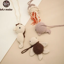 1pc Baby Toys Play Gym Marine Octopus and Seahorse Animal Crochet Pendant Teething Nursing Stroller 0-12 Months Baby Rattle Toy