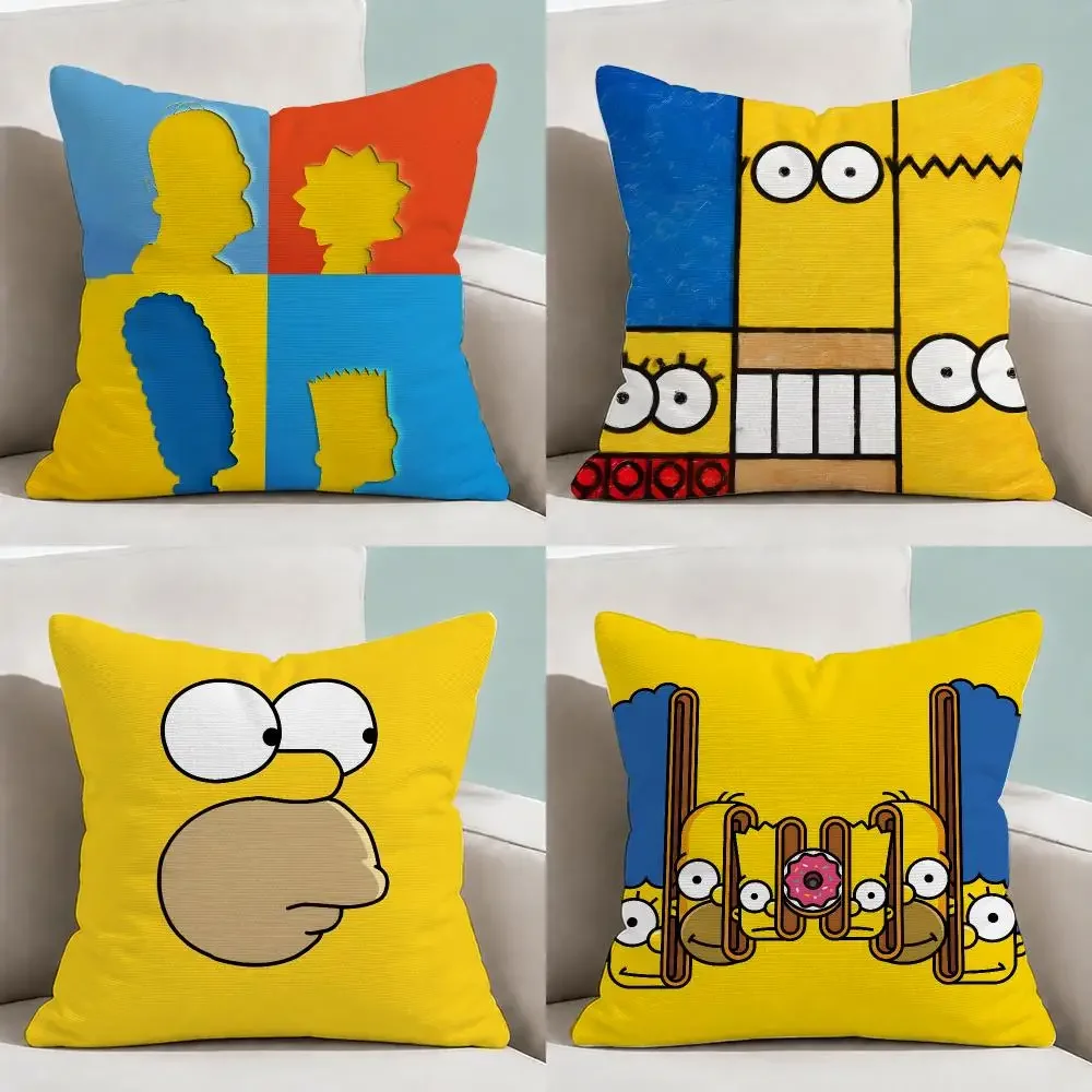 Cartoon The S-Simpsons Retro Cushion Cover  Throw Pillow Soft Short Plush Cozy Durable Colorfast  Sofa Bedroom Home Decor Gift