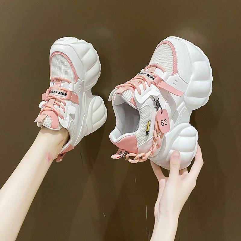 10CM Heels Platform Sneakers Fashion Thick Sole Casual Shoes for Women Breathable Comfort Women's Chunky Sneakers Zapatos Mujer