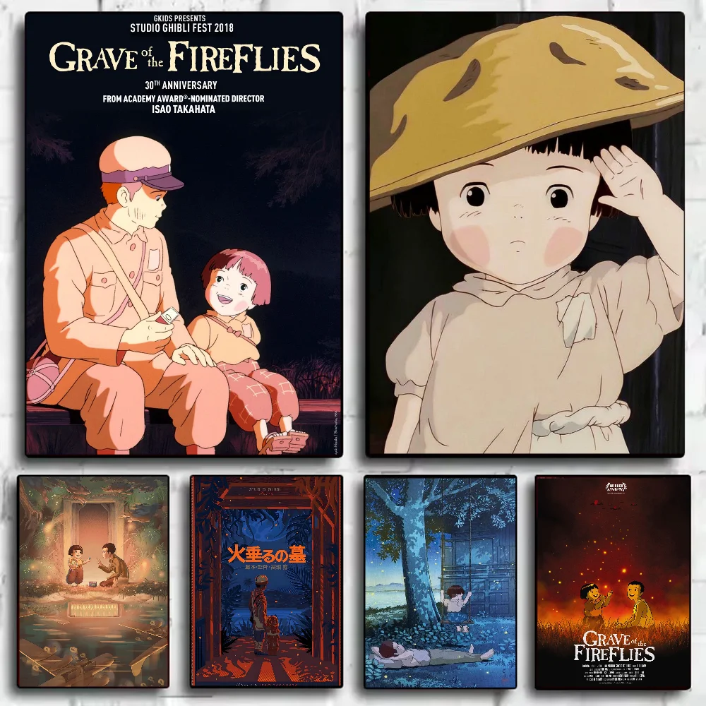 Grave of The Fireflies Miyazaki Ghibli Poster HD art sticky wall waterproof home living room bedroom bar aesthetic decoration