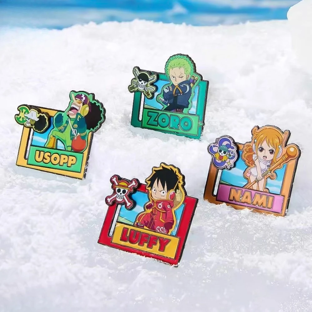 

One Piece Sliding Metal Badge Cartoon One Piece Luffy Brooch Clothes Accessories Trendy Toy Goods