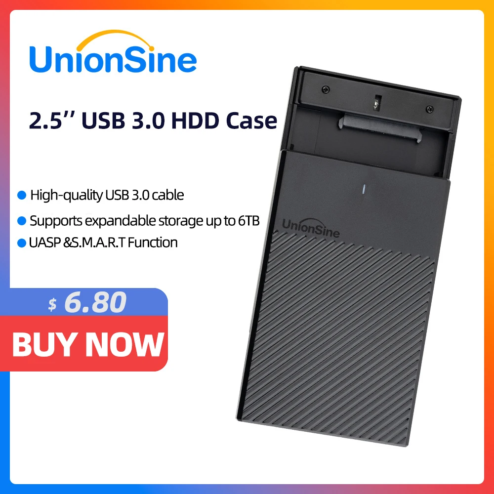 UnionSine-Boîtier de disque dur 2.5 pouces, USB 3.0, 2.5 pouces, port série SATA SSD, prise en charge 6 To pour Seagate Toshiba Fujitsu 2.5 pouces