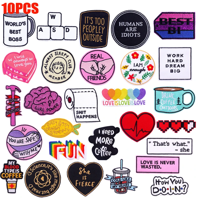 Parche termoadhesivo letras bordado para ropa y mochilas DIY