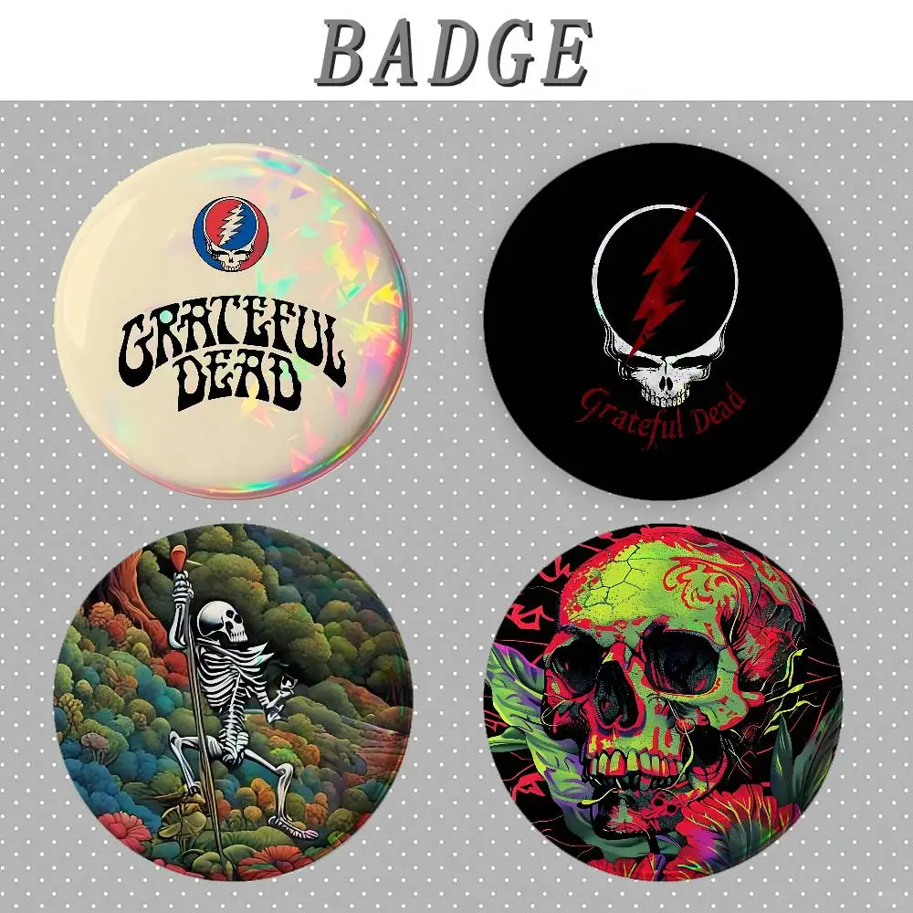 Cool G-Grateful D-Dead Badges Fashion New Hip Hop Versatile Round Metal Badge Cartoon Pin Gift Wholesale