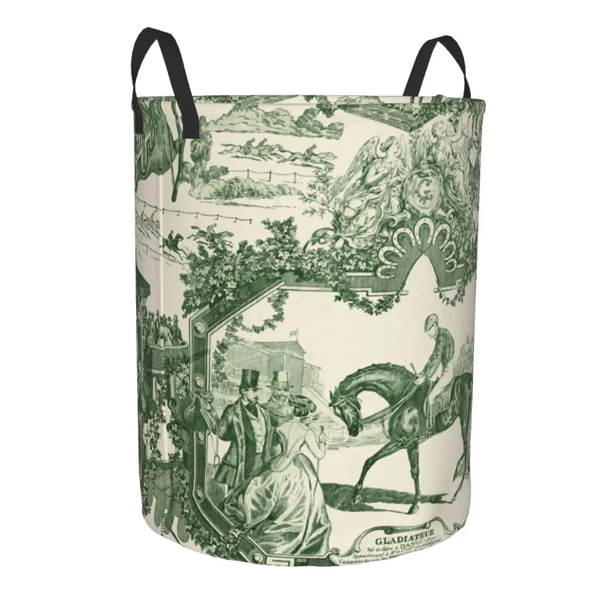 Custom Antique Vintage French Toile De Jouy Laundry Basket Collapsible Traditional France Art Hamper Toys Organizer Storage Bins