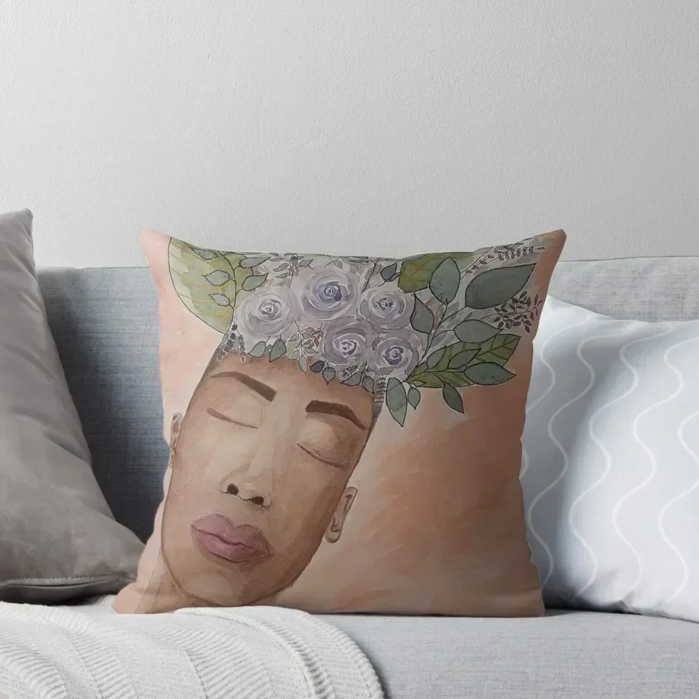 

Black beautiful woman with roses on the head Throw Pillow covers for pillows Custom Cushion pillow
