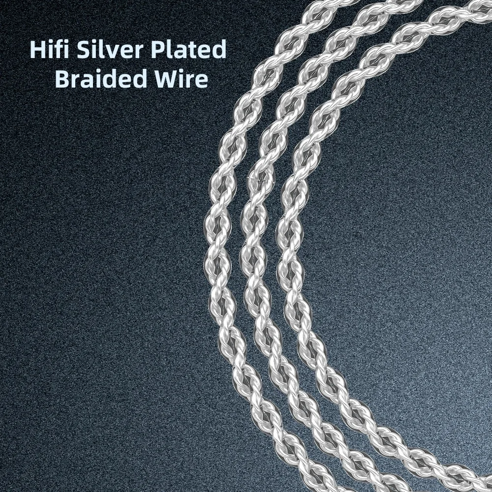 Lafitear cabo de atualização de fone de ouvido banhado a prata tipo C DAC S-PIN HIFI V7.1 estéreo USB-C para QDC KZ TRN IEMs