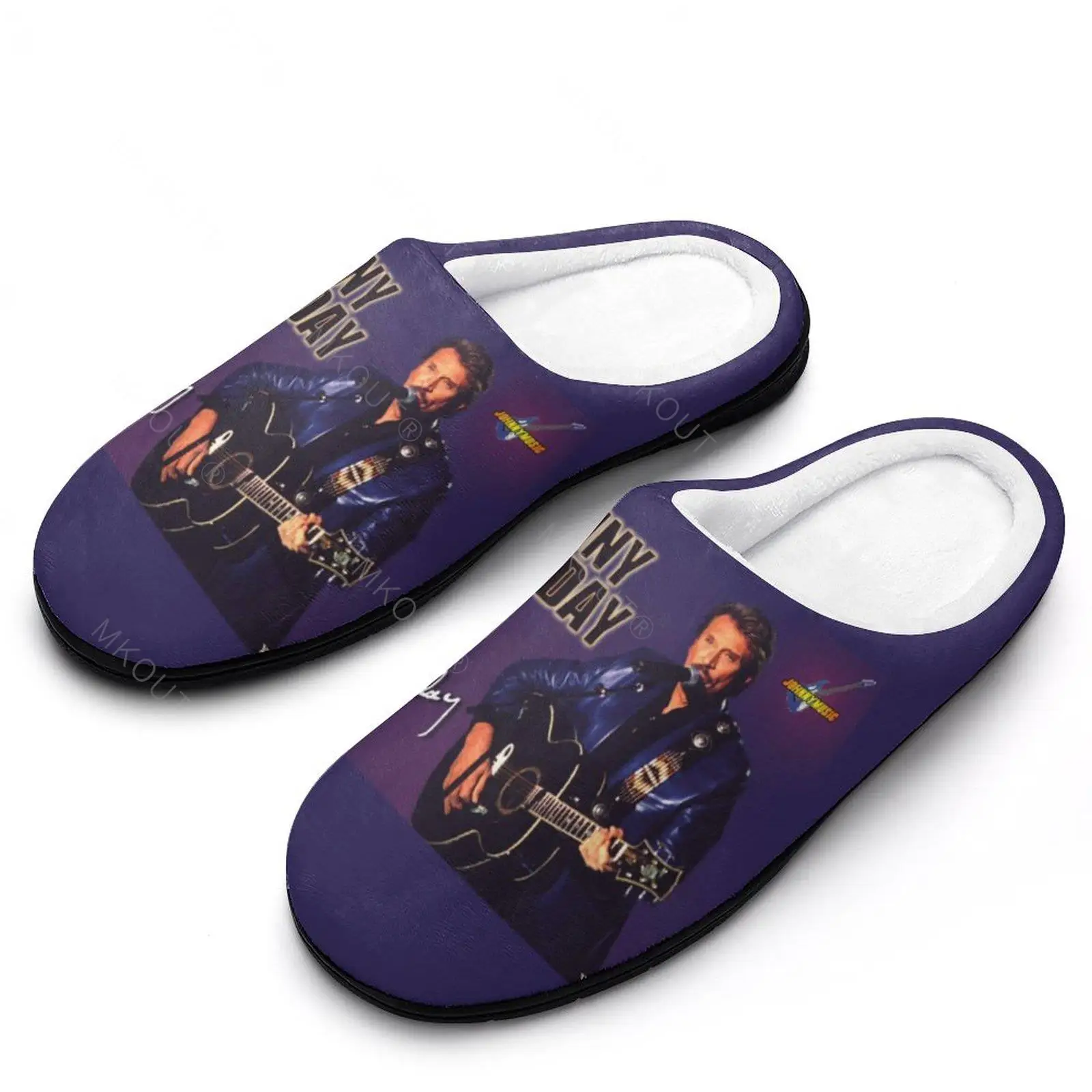 Winter Warm Slippers Johnny Hallyday (6) Men Women Cotton Slides Non-Slip Couple Home  Flat Loafer PantofoleAnime Shoes