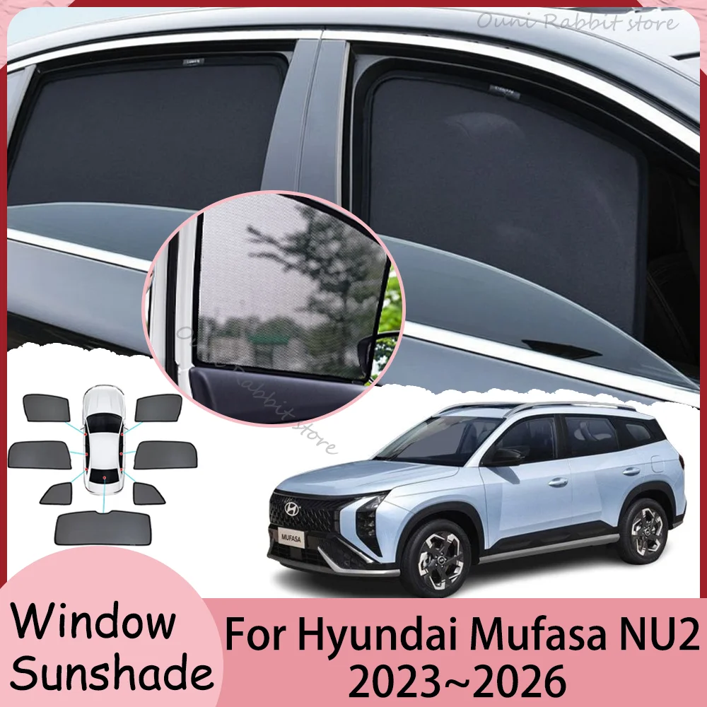 

Для Hyundai Mufasa NU2 2023~2026 2024 2025: Магнитные сетчатые солнцезащитные шторки на боковые окна для защиты салона автомобиля
