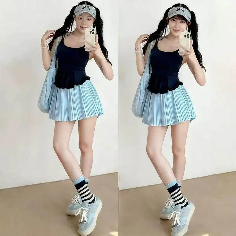 

Летние женские шорты для йоги с высокой талией, универсальные бестселлеры, плиссированная теннисная юбка с высокой талией, спортивная юбка для активного отдыха