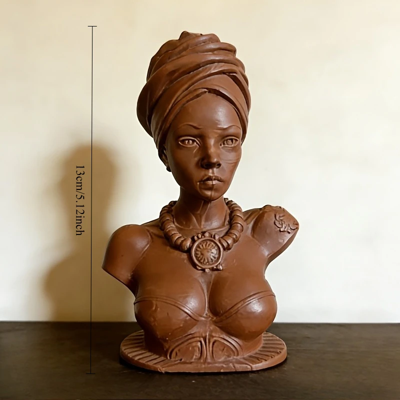 Printed African Elegant Lady Bust, Exotic Decor for Vanity, Cultural Art Piece for GlobalLuxury Home, Timeless Charm Ornament