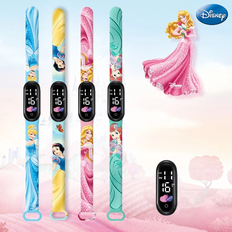 Fashion Disney Snow White children's watches anime figure Cinderella Belle princess LED touch waterproof electronic kids watch