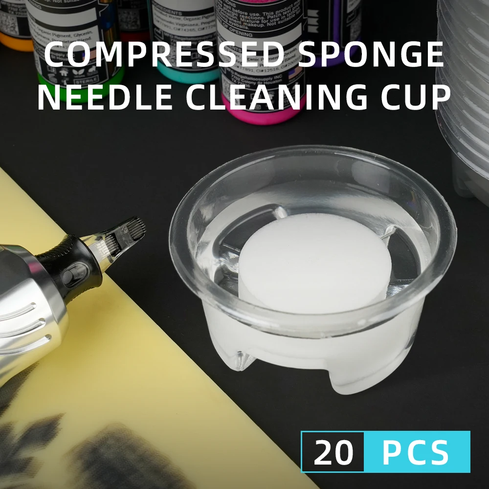 

20pcs/box Tattoo Needle Cleaning Cup Disposable Rinse Dip Foam Cups Sterilized Tattoo Dip Foam Sponge For Needle and Tip Rinse