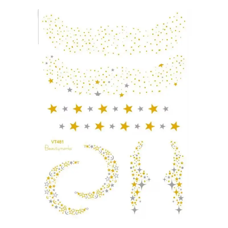 

1Sheet Gold Silver Face Tattoo Waterproof Bronzing Freckles Make Up Body Art Flash Tattoo Sticker Eye Decals Bride Tribe T1867