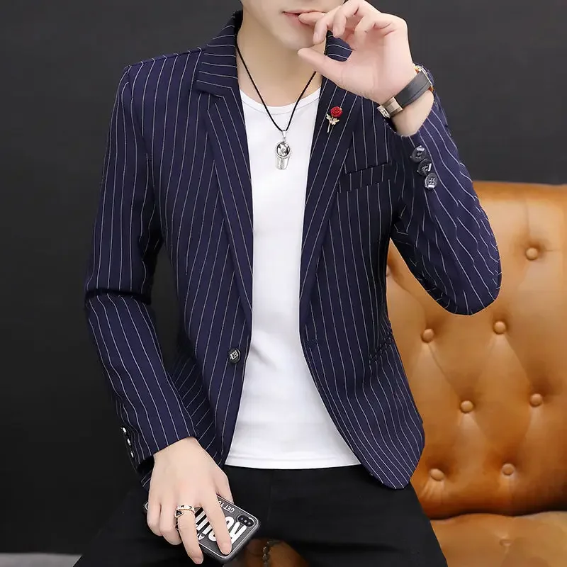 Short Thin Man Suits and Blazers Party Red Slim Fit Cropped Coats Jacket for Men Luxury Designer High Quality Casual Original