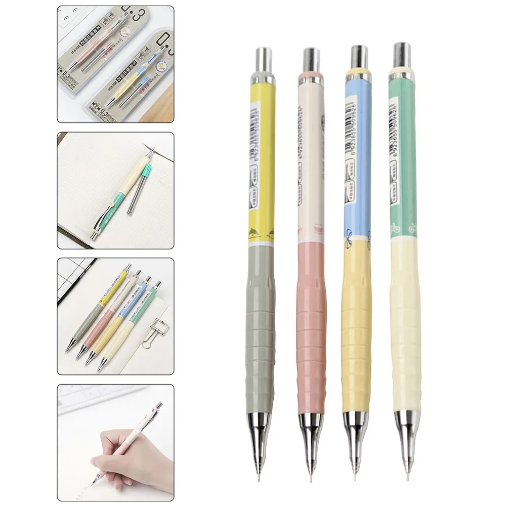 

4 Sets Automatic Drawing Pen Student Use Pencils Mechanical Plastic Lead for Marking