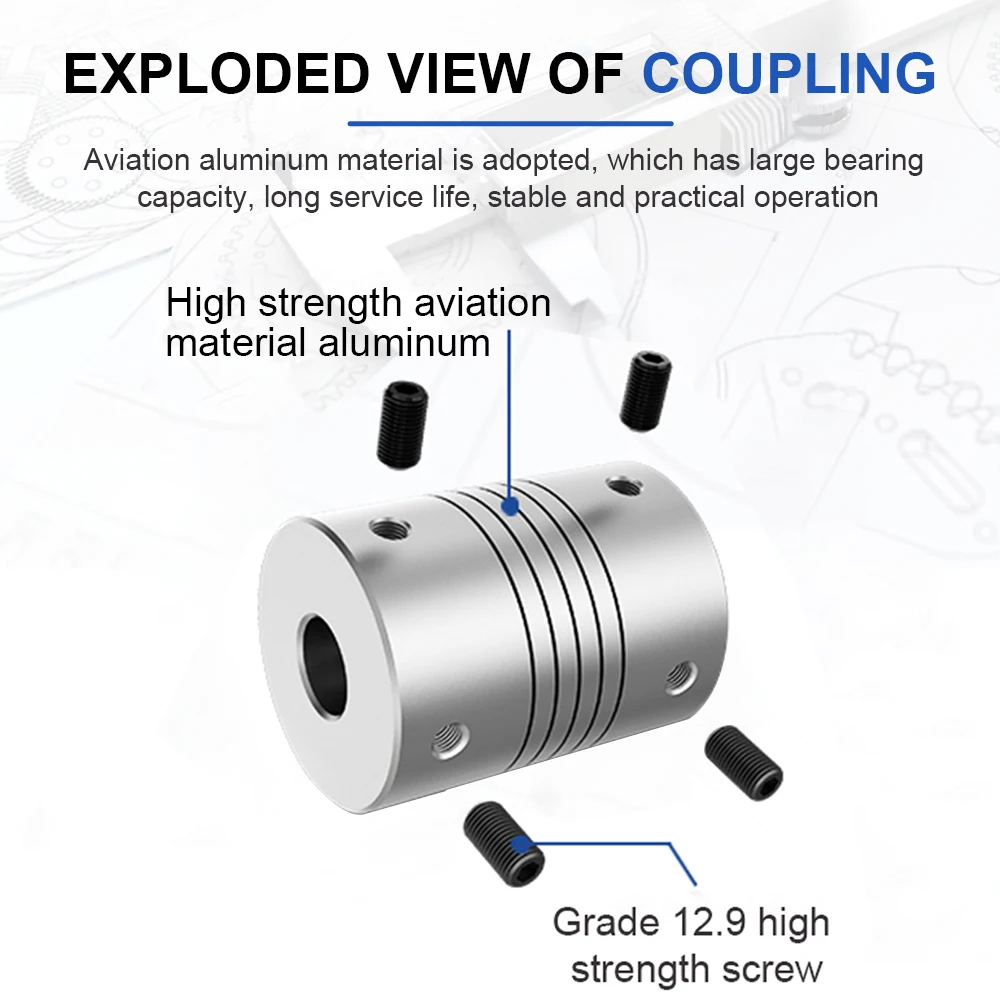 LR D D15L20 Aluminum Elastic Winding Shaft Coupler Motor Connector 3/4/5/6/7/8mm Thimble Type Customize Flexible CNC Coupling