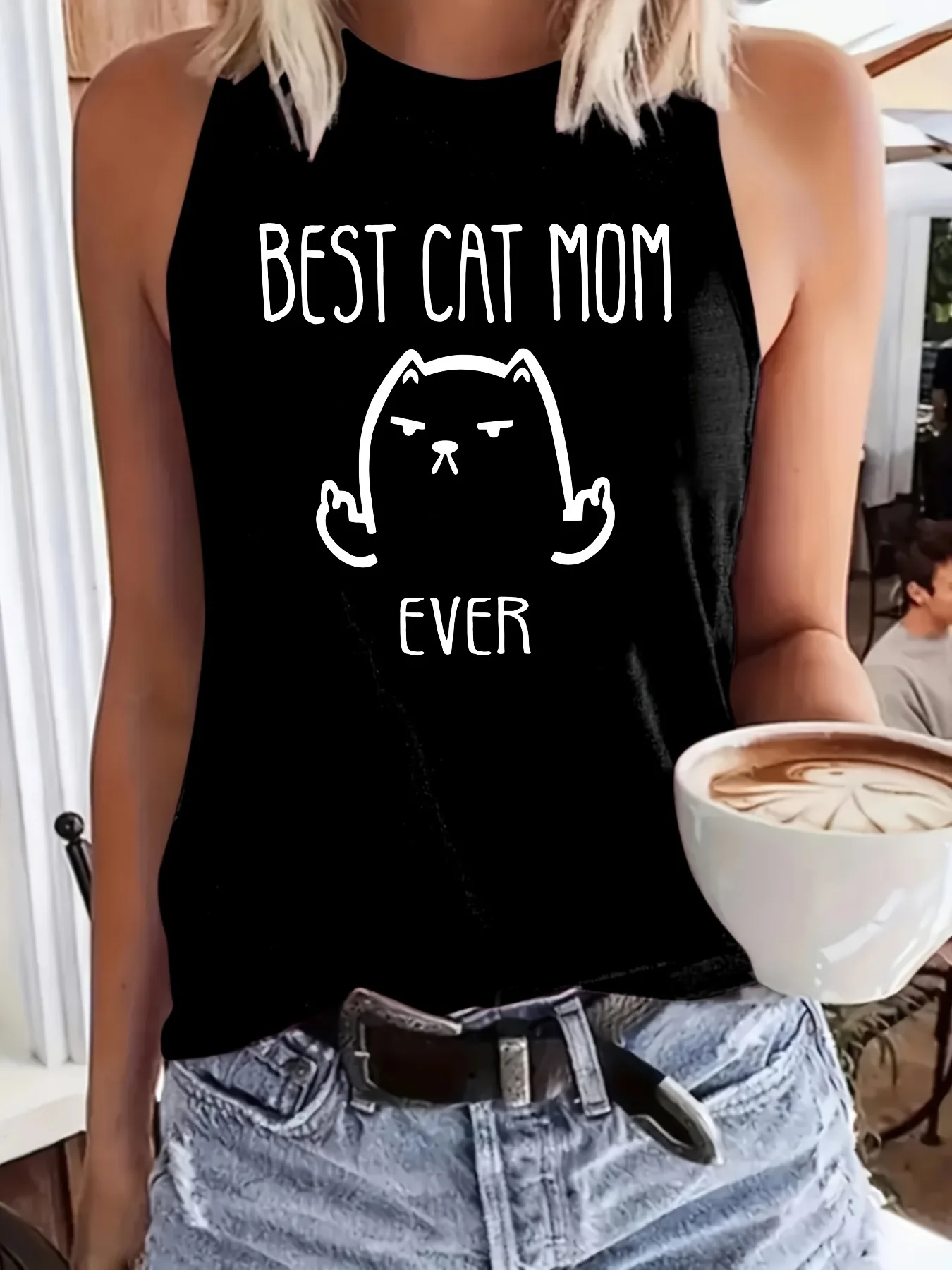 Camiseta sin mangas de talla grande para mujer, el mejor regalo para el Día de la Madre, top para vacaciones en la playa, top de moda de verano, informal sin mangas