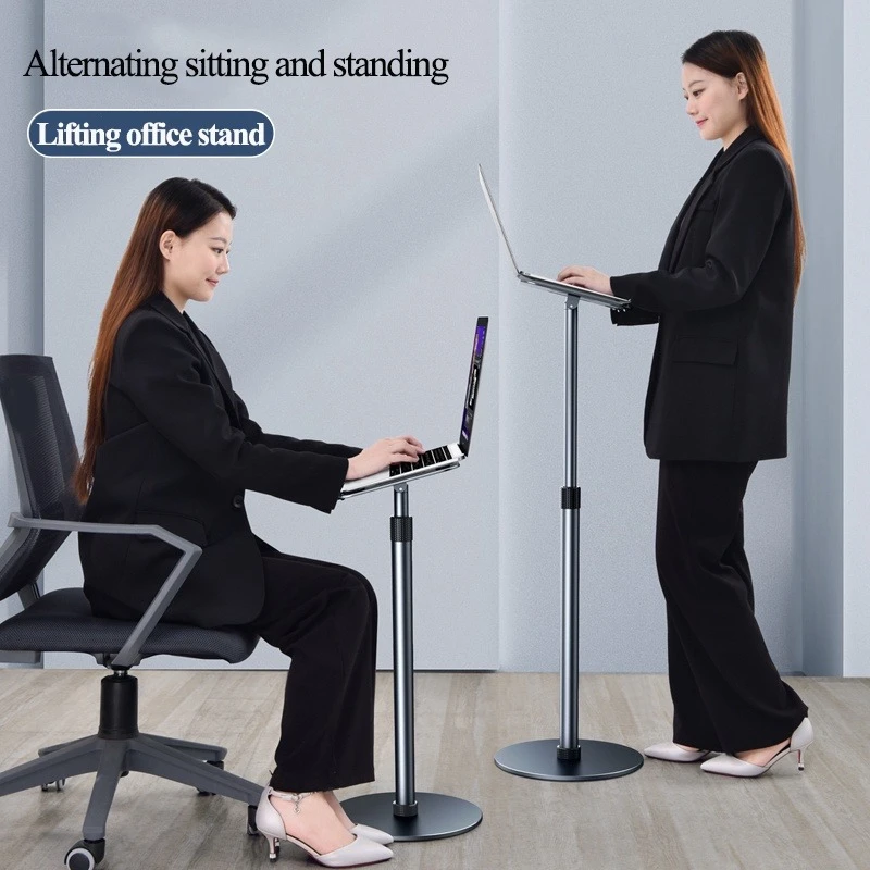 

Oatsbasf Metal Laptop Floor Stand Aluminum Standing Desk Adjustable Floor Holder Projector Stand Accessories for Macbook & iPad