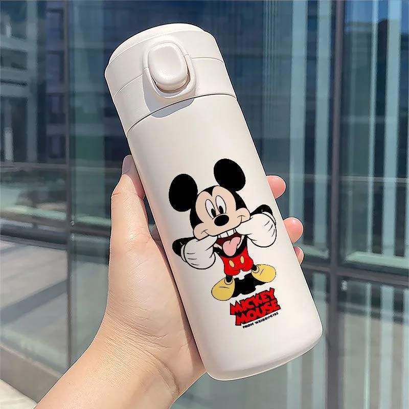 Disney Cup Mickey Minnie Mouse ThermosVacuum Cup Childen Cartoon Water Cup 304 Stainless Steel Water Bottle Portable 350ML 450ML