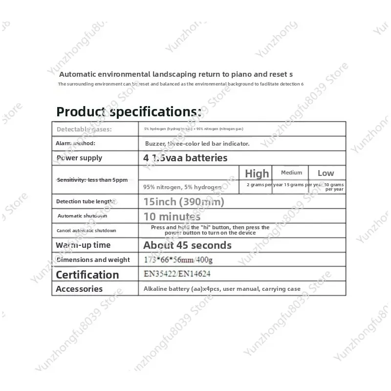 For CENTER-384 Hydrogen(H2)Gas Leak Detector,Detectable Gases:Carrying Case Included.Mixture 5% Hydrogen (H2) + 95% Nitrogen(N)F