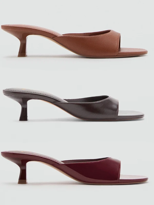 Sandalias de mujer Mango 2026, nuevas de verano, sin cordones, de tacón alto, con punta abierta, tipo zueco, a la moda, portá...